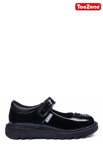 ToeZone Black Patent Single Strap Novelty Mouse School Shoes (A50177) | £29