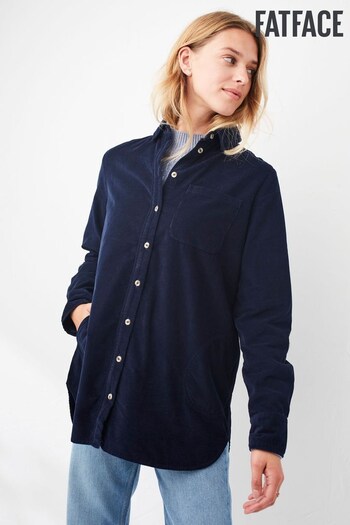 FatFace Blue Jane Cord Longline Shirt (A50603) | £52