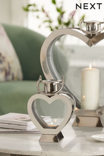 Silver Heart Metal Mini Lantern Candle Holder (A50806) | £22