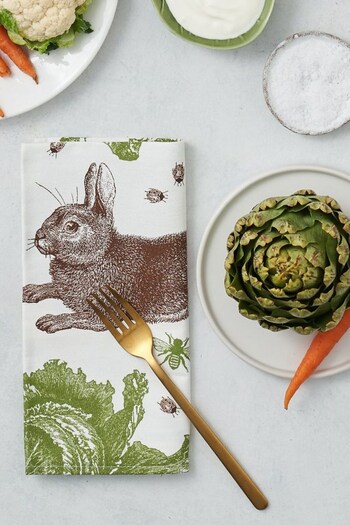 Thornback & Peel Cream Set of 4 Rabbit And Cabbage Cream Napkins (A50872) | £45