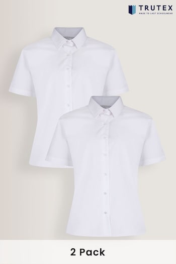 Trutex Non Iron Short Sleeve White Blouses 2 Pack (A50978) | £17 - £22