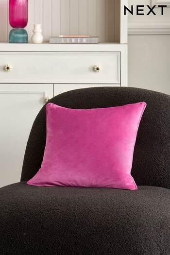 Bright Pink Matte Velvet Square Cushion (A52015) | £7