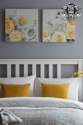Art For The Home Set of 2 Yellow Romantic Roses Canvases (A52170) | £45