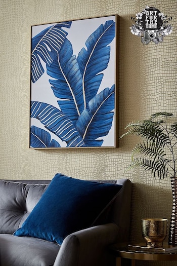 Art For The Home Blue Blissful Blue Tropics Gold Box Frame Canvas (A52173) | £98