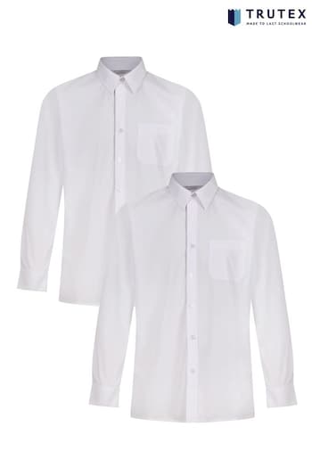 Trutex White Long Sleeve Non Iron Shirts 2 Pack (A52234) | £17 - £20