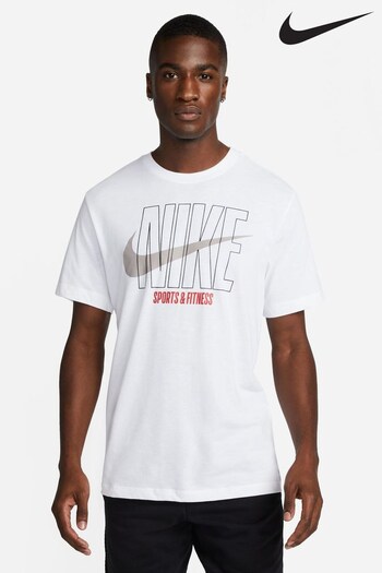 Nike White Dri-FIT Large Graphic Training T-Shirt (A52249) | £35