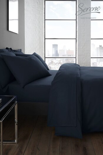 Serene Blue Plain Dye Duvet Cover And Pillowcase Set (A52498) | £25 - £45