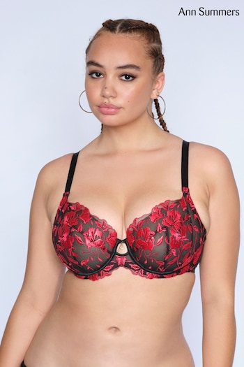 Ann Summers Black/Red The Hero Fuller Bust Non Pad Wired DD+ Bra (A52854) | £36