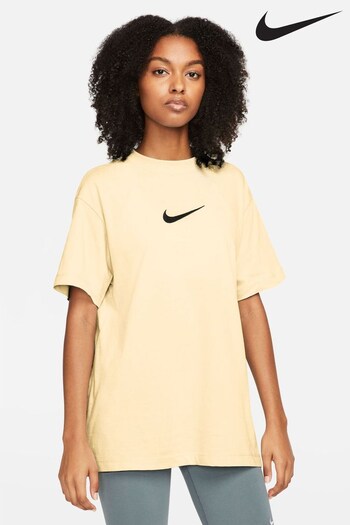 Nike Cream Oversized Midi Swoosh T-Shirt (A53458) | £38
