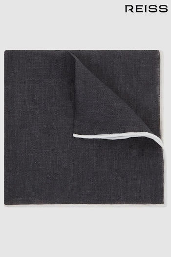 Reiss Navy Piazza Linen Plain Pocket Square (A53689) | £15