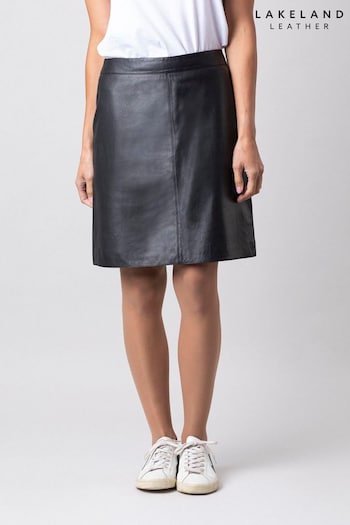 Lakeland Leather A-Line Black Leather Skirt (A53742) | £159