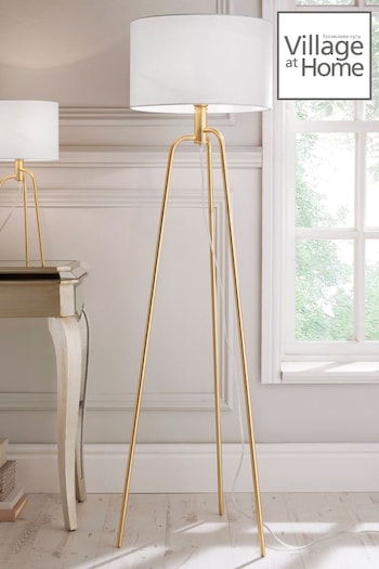 Village At Home Gold Jerry Tripod F Floor Lamp (A53754) | £216