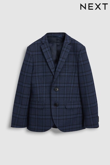 Navy Blue Tailored Fit Navy Blue Check Suit Jacket (12mths-16yrs) (A54352) | £46 - £61