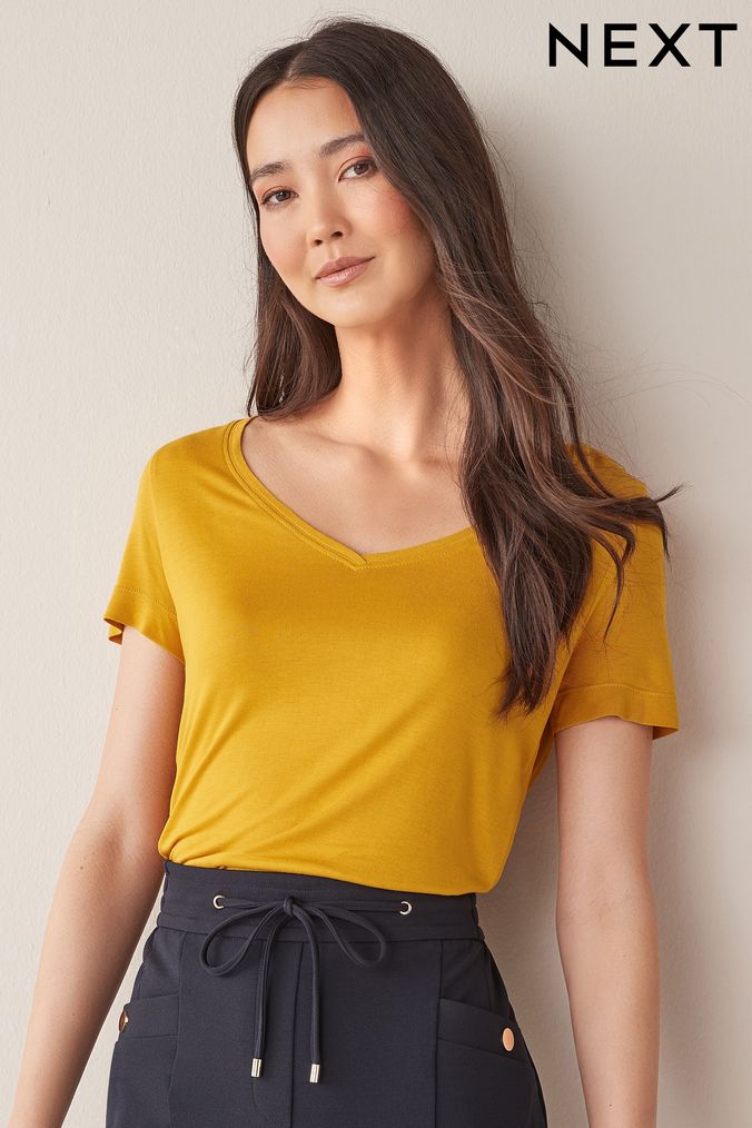 Buy Women s T Shirts Yellow Plain Tops Online Next UK