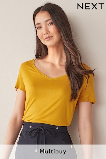Ochre Yellow Slouch V-Neck T-Shirt (A54672) | £8.50