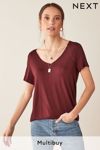 Burgundy Red Slouch V-Neck T-Shirt (A54678) | £8.50