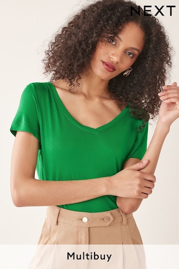 Bright Green Slouch V-Neck T-Shirt (A54680) | £8.50