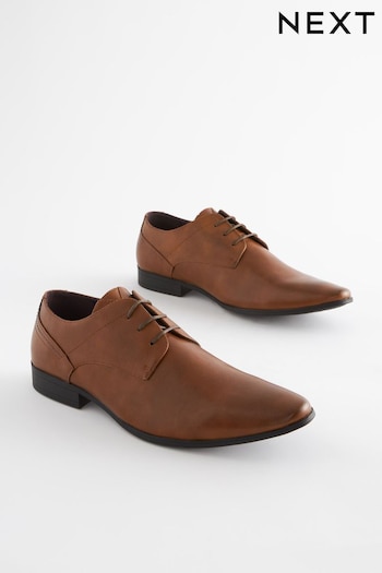 Tan Brown Wide Fit Derby these Shoes (A56281) | £35