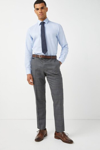 Blue Slim Tapered Trimmed Check Hem Trousers (A56894) | £36