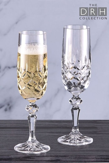 The DRH Collection Set of 2 Clear Dorchester Champagne Flutes (A57005) | £32