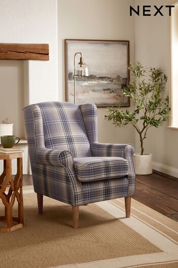 Versatile Check Nevis Navy Blue Small Sherlock Highback Armchair (A57320) | £375