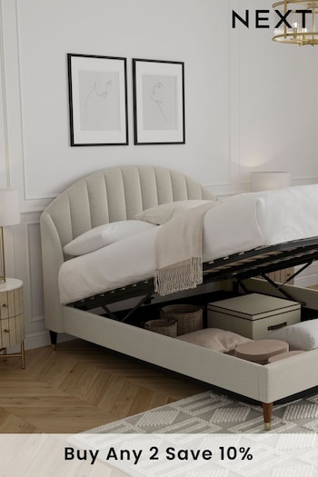 Soft Texture Light Natural Stella Upholstered Ottoman Storage Bed Frame (A58384) | £850 - £950