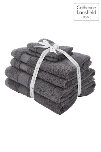 Catherine Lansfield 6 Piece Grey Anti-Bacterial Towel Bale (A58915) | £26