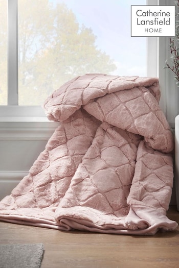 Catherine Lansfield Pink Cosy Diamond So Soft Throw (A58926) | £28