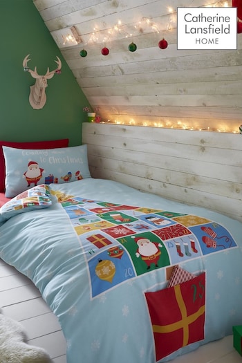 Catherine Lansfield Blue Countdown To Christmas Duvet Cover and Pillowcase Set (A58952) | £20 - £25