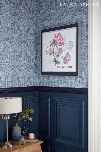 Laura Ashley Blue Tapestry Floral Box Frame Canvas (A58955) | £95