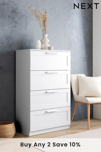 White Flynn 4 Drawer Chest of Drawers (A59159) | £225
