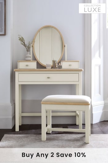Chalk White Hampton Painted Oak Collection Luxe Console Dressing Table (A59186) | £675