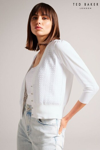 Ted Baker White Baliner Sequin Detail Knit Cardigan (A59190) | £145