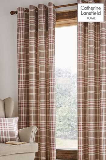 Catherine Lansfield Natural Tweed Woven Check Curtains (A59519) | £21 - £50