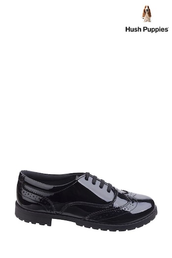 Hush Puppies Black Eadie Senior Patent School Shoes (A59879) | £54