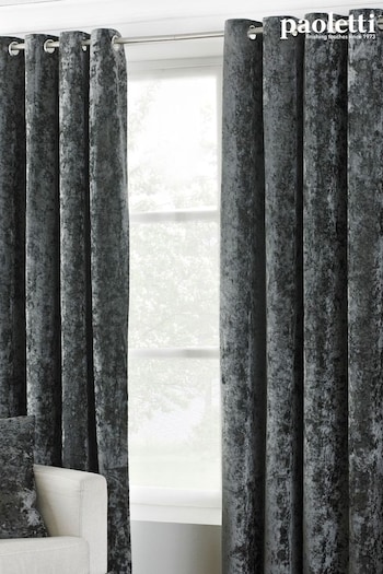 Riva Paoletti Pewter Grey Verona Crushed Velvet Eyelet Curtains (A59943) | £75