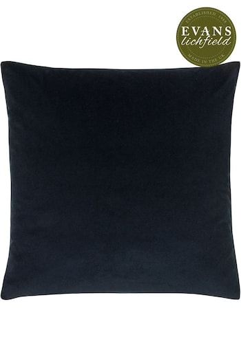 Evans Lichfield Midnight Blue Sunningdale Velvet Polyester Filled Cushion (A59956) | £20