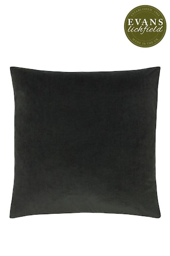 Evans Lichfield Charcoal Grey Sunningdale Velvet Polyester Filled Cushion (A59958) | £20