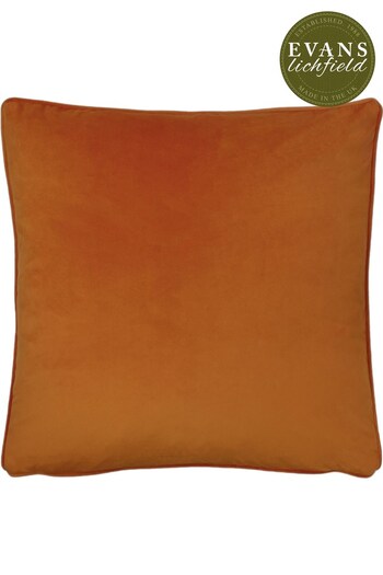 Evans Lichfield Tangerine Orange Opulence Velvet Polyester Filled Cushion (A59968) | £22