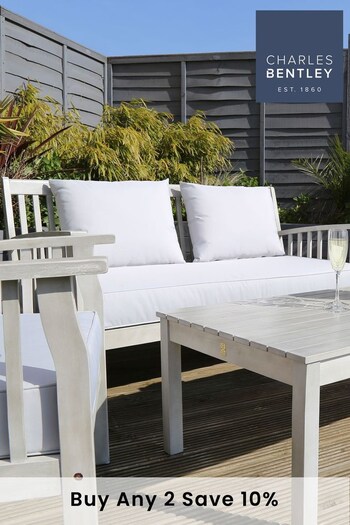 Charles Bentley White Washed Garden FSC Certified Acacia Lounge Set (A60760) | £860