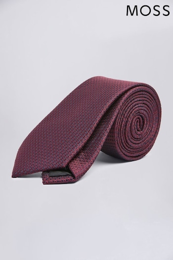 MOSS Berry Wine Red Textured Tie (A60949) | £20