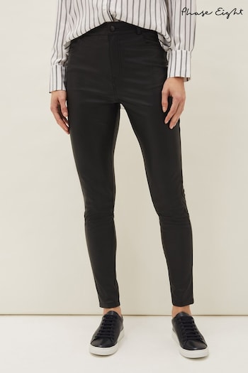 Phase Eight Black Amina Faux Leather Jeggings (A61457) | £69
