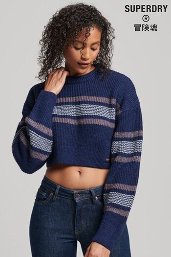 Superdry Blue Cropped Classic Jumper (A61960) | £50