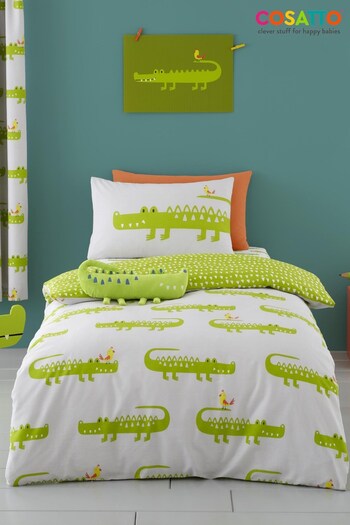 Cosatto Green/White Kids Crocodile Smiles Duvet Cover and Pillowcase Set (A62390) | £20 - £25