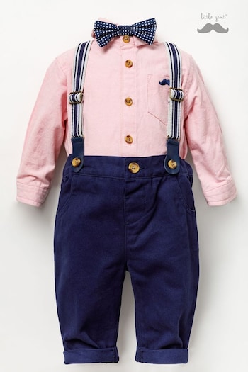 Little Gent Pink Shirt bodysuit, Bowtie, Trouser And Braces 3 Piece Baby Set (A62451) | £30