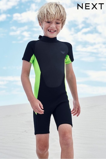 Black and Green Short Sleeve Wetsuit (1-16yrs) (A63288) | £28 - £32