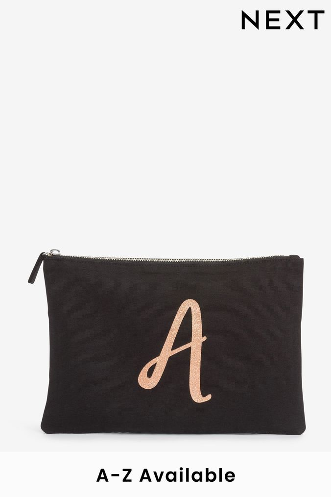 Black Cotton Initial Make Up Bag (A63742) | £7