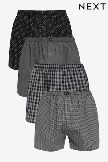 Black 4 pack Pattern Woven Pure Cotton Boxers (A64081) | £30