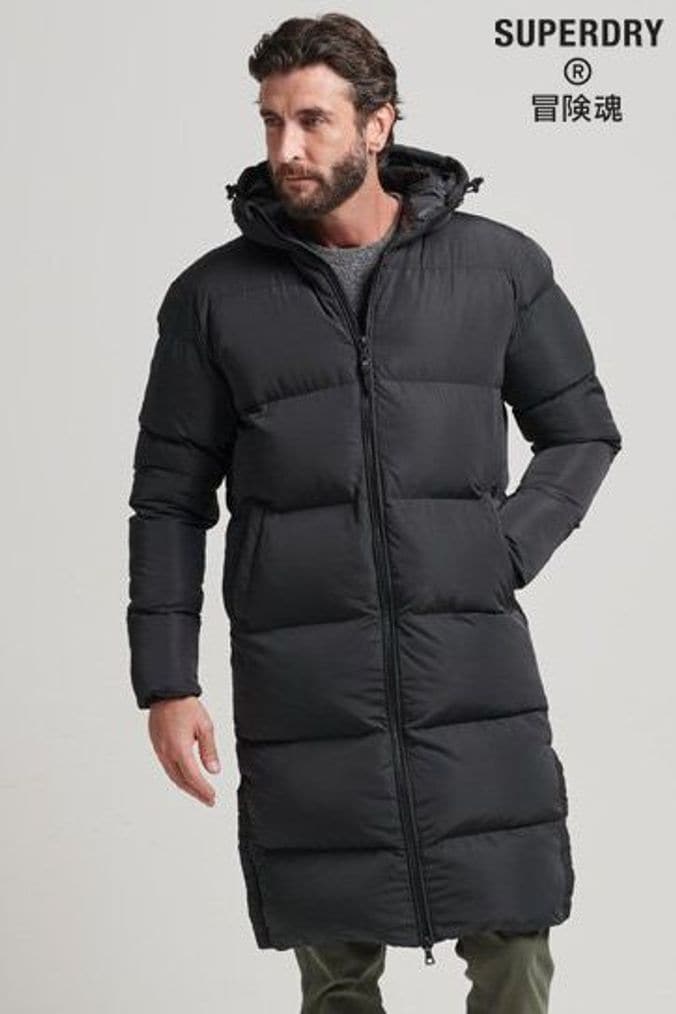Mens black superdry coat sales
