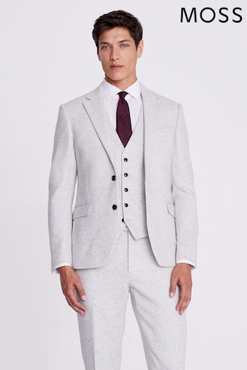 MOSS Slim Fit Grey Donegal Tweed Suit: Jacket (A64190) | £159